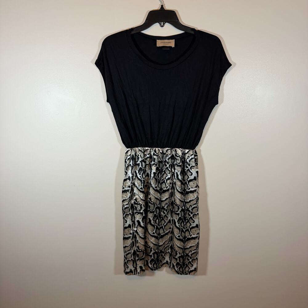 Loyd/Ford Palm Springs Black Snake Print Silk Skirt Dress Womens 4 Knee Length
